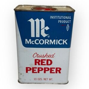 1977 McCormick Institutional 10oz Crushed Ground Red Pepper Tin SEALED Prop